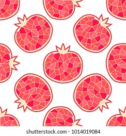 Seamless pomegranate pattern. Vector illustration fruit background.