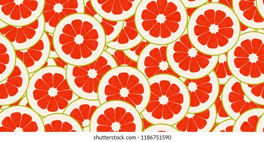 Seamless pomelo vector pattern. Minimalistic food background. Vitamins repeatable texture.