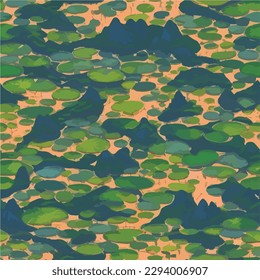 Seamless Pond Vector Pattern 3D Wallpaper For Decoration