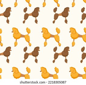 Seamless poodle pattern in cartoon style. Background texture. Vector illustration design.