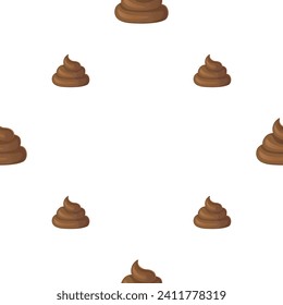 Seamless poop pattern Cartoon shit isolated on white background
