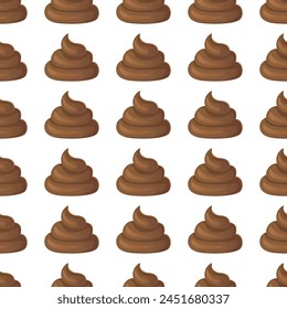 Seamless poop pattern Cartoon shit isolated on white background
