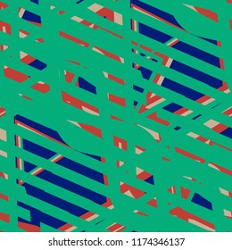 Seamless Pop Art Background. Abstract Color Texture with Lines and Geometric Figures for Cotton, Calico, Textile. Modern Seamless Multicolor Background in Disco Style. Vector Texture.