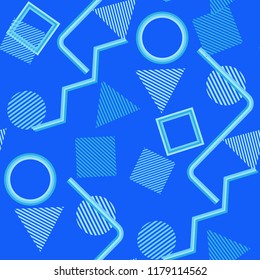 Seamless Pop Art Background. Abstract Color Texture with Lines and Geometric Figures for Wallpaper, Cotton, Textile.