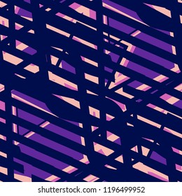 Seamless Pop Art Background. Abstract Colorful Texture with Lines and Geometric Figures for Linen, Paper, Tablecloth. Retro Seamless Multicolor Background in Disco Style. Vector Texture.