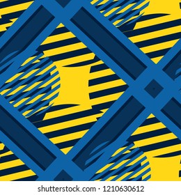 Seamless Pop Art Background. Abstract Color Texture with Lines and Geometric Figures for Chintz, Linen, Wallpaper. Modern Seamless Multicolor Background in Disco Style. Vector Texture.