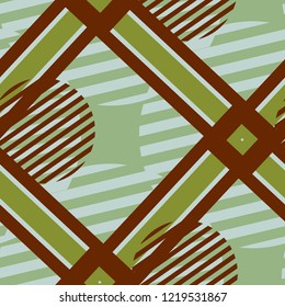 Seamless Pop Art Background. Abstract Color Texture with Lines and Geometric Figures for Cotton, Print, Textile. Retro Seamless Multicolor Background in Disco Style. Vector Texture.