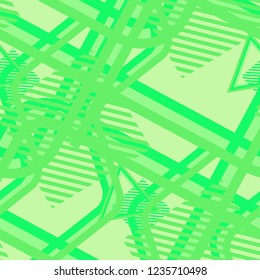 Seamless Pop Art Background. Abstract Color Texture with Lines and Geometric Figures for Print, Cloth, Textile. Trendy Seamless Multicolor Background in Disco Style. Vector Texture.