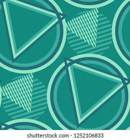Seamless Pop Art Background. Abstract Color Texture with Lines and Geometric Figures for Wallpaper, Print, Textile. Trendy Seamless Multicolor Background in Disco Style. Vector Texture.