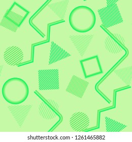 Seamless Pop Art Background. Abstract Color Texture with Lines and Geometric Figures for Chintz, Linen, Wallpaper. Modern Seamless Multicolor Background in Disco Style. Vector Texture.