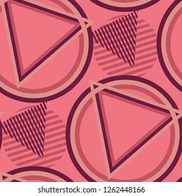 Seamless Pop Art Background. Abstract Color Texture with Lines and Geometric Figures for Wallpaper, Fabric, Textile. Modern Seamless Multicolor Background in Disco Style. Vector Texture.