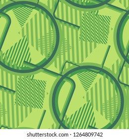 Seamless Pop Art Background. Abstract Color Texture with Lines and Geometric Figures for Wallpaper, Fabric, Textile. Modern Seamless Multicolor Background in Disco Style. Vector Texture.