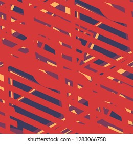 Seamless Pop Art Background. Abstract Colorful Texture with Lines and Geometric Figures for Wallpaper, Cotton, Textile. Trendy Seamless Multicolor Background in Disco Style. Vector Texture.