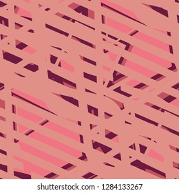 Seamless Pop Art Background. Abstract Colorful Texture with Lines and Geometric Figures for Wallpaper, Cotton, Textile. Vintage Seamless Multicolor Background in Disco Style. Vector Texture.