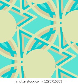 Seamless Pop Art Background. Abstract Color Texture with Lines and Geometric Figures for Fabric, Cloth, Textile. Modern Seamless Multicolor Background in Disco Style. Vector Texture.