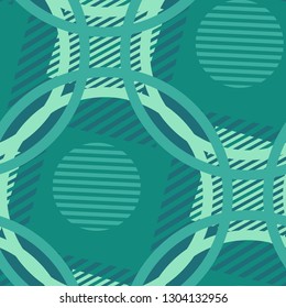 Seamless Pop Art Background. Abstract Colorful Texture with Lines and Geometric Figures for Wallpaper, Fabric, Textile. Modern Seamless Multicolor Background in Disco Style. Vector Texture.