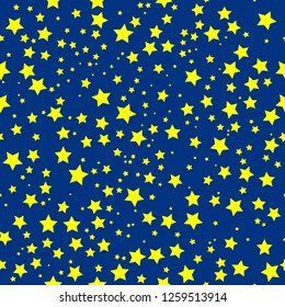 Seamless pop art background of the starry sky. Vector illustration. Pattern for trendy fabric, wallpapers.