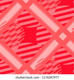 Seamless Pop Art Pattern. Abstract Color Texture with Lines and Geometric Figures for Linen, Paper, Tablecloth. Trendy Seamless Multicolor Background in Disco Style. Vector Texture.