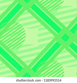 Seamless Pop Art Pattern. Abstract Colorful Texture with Lines and Geometric Figures for Cotton, Print, Calico. Retro Seamless Multicolor Background in Disco Style. Vector Texture.