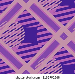 Seamless Pop Art Pattern. Abstract Colorful Texture with Lines and Geometric Figures for Dress, Paper, Tablecloth. Modern Seamless Multicolor Background in Disco Style. Vector Texture.