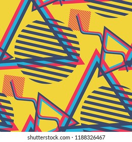 Seamless Pop Art Pattern. Abstract Color Texture with Lines and 