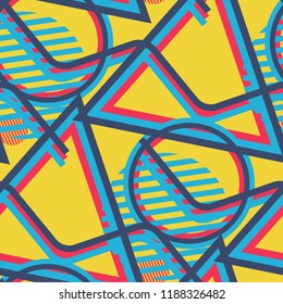 Seamless Pop Art Pattern. Abstract Color Texture with Lines 