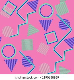 Seamless Pop Art Pattern. Abstract Color Texture with Lines and 
