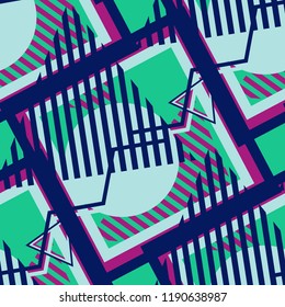 Seamless Pop Art Pattern. Abstract Color Texture with Lines and 