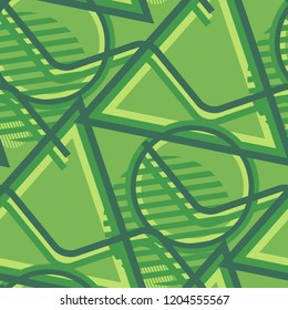 Seamless Pop Art Pattern. Abstract Colorful Texture with Lines and Geometric Figures for Wallpaper, Print, Cotton. Modern Seamless Multicolor Background in Disco Style. Vector Texture.