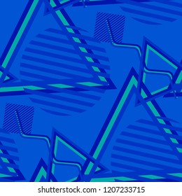 Seamless Pop Art Pattern. Abstract Color Texture with Lines and Geometric Figures for Dress, Curtain, Tablecloth. Retro Seamless Multicolor Background in Disco Style. Vector Texture.