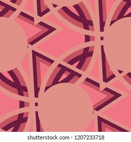 Seamless Pop Art Pattern. Abstract Colorful Texture with Lines and Geometric Figures for Dress, Curtain, Paper. Modern Seamless Multicolor Background in Disco Style. Vector Texture.