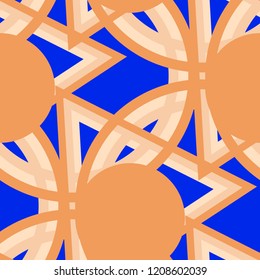 Seamless Pop Art Pattern. Abstract Color Texture with Lines and Geometric Figures for Print, Fabric, Textile. Vintage Seamless Multicolor Background in Disco Style. Vector Texture.