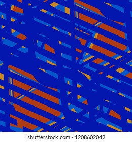 Seamless Pop Art Pattern. Abstract Color Texture with Lines and Geometric Figures for Print, Cloth, Textile. Vintage Seamless Multicolor Background in Disco Style. Vector Texture.