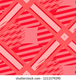 Seamless Pop Art Pattern. Abstract Colorful Texture with Lines and Geometric Figures for Print, Cloth, Textile. Trendy Seamless Multicolor Background in Disco Style. Vector Texture.