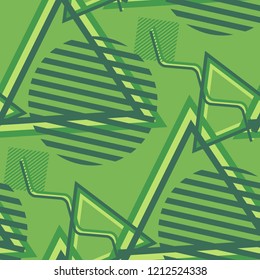 Seamless Pop Art Pattern. Abstract Color Texture with Lines and Geometric Figures for Linen, Paper, Tablecloth. Trendy Seamless Multicolor Background in Disco Style. Vector Texture.