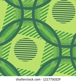 Seamless Pop Art Pattern. Abstract Color Texture with Lines and Geometric Figures for Chintz, Linen, Paper. Modern Seamless Multicolor Background in Disco Style. Vector Texture.