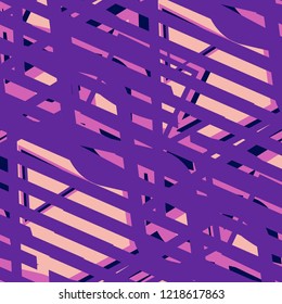 Seamless Pop Art Pattern. Abstract Colorful Texture with Lines and Geometric Figures for Print, Fabric, Textile.  Retro Seamless Multicolor Background in Disco Style. Vector Texture.