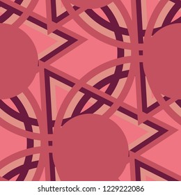 Seamless Pop Art Pattern. Abstract Colorful Texture with Lines and Geometric Figures for Wallpaper, Print, Cotton. Retro Seamless Multicolor Background in Disco Style. Vector Texture.