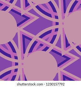 Seamless Pop Art Pattern. Abstract Colorful Texture with Lines and Geometric Figures for Calico, Print, Textile. Trendy Seamless Multicolor Background in Disco Style. Vector Texture.