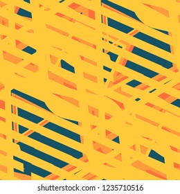 Seamless Pop Art Pattern. Abstract Colorful Texture with Lines and Geometric Figures for Dress, Curtain, Tablecloth. Trendy Seamless Multicolor Background in Disco Style. Vector Texture.