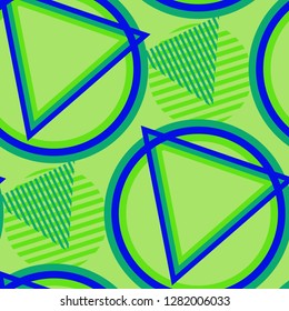 Seamless Pop Art Pattern. Abstract Color Texture with Lines and Geometric Figures for Wallpaper, Fabric, Textile. Modern Seamless Multicolor Background in Disco Style. Vector Texture.