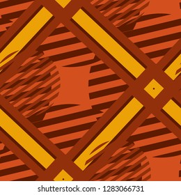 Seamless Pop Art Pattern. Abstract Colorful Texture with Lines and Geometric Figures for Calico, Print, Textile. Trendy Seamless Multicolor Background in Disco Style. Vector Texture.