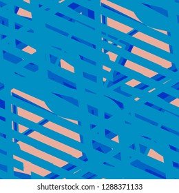 Seamless Pop Art Pattern. Abstract Colorful Texture with Lines and Geometric Figures for Cotton, Calico, Textile. Vintage Seamless Multicolor Background in Disco Style. Vector Texture.