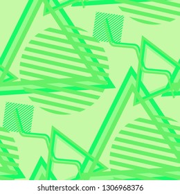 Seamless Pop Art Pattern. Abstract Color Texture with Lines and Geometric Figures for Wallpaper, Fabric, Textile. Modern Seamless Multicolor Background in Disco Style. Vector Texture.