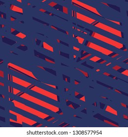Seamless Pop Art Pattern. Abstract Color Texture with Lines and Geometric Figures for Print, Cloth, Textile. Vintage Seamless Multicolor Background in Disco Style. Vector Texture.