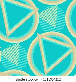 Seamless Pop Art Pattern. Abstract Color Texture with Lines and Geometric Figures for Calico, Print, Textile. Retro Seamless Multicolor Background in Disco Style. Vector Texture.