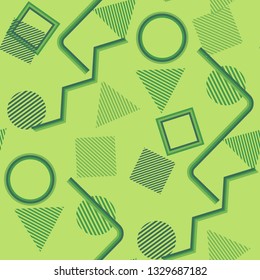 Seamless Pop Art Pattern. Abstract Colorful Texture with Lines and Geometric Figures for Dress, Curtain, Paper. Trendy Seamless Multicolor Background in Disco Style. Vector Texture.