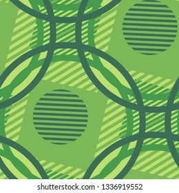 Seamless Pop Art Pattern. Abstract Colorful Texture with Lines and Geometric Figures for Wallpaper, Print, Textile. Vintage Seamless Multicolor Background in Disco Style. Vector Texture.