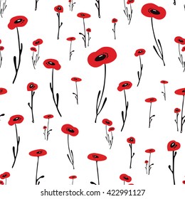 seamless poppy flower pattern background 