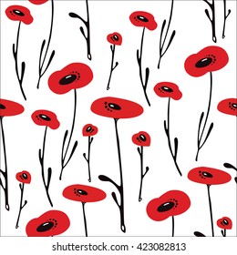 seamless poppy flower pattern background 